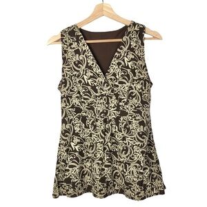 ANA Y2K Vintage VTG Brown & Cream V-Neck Wrap Tank Top M